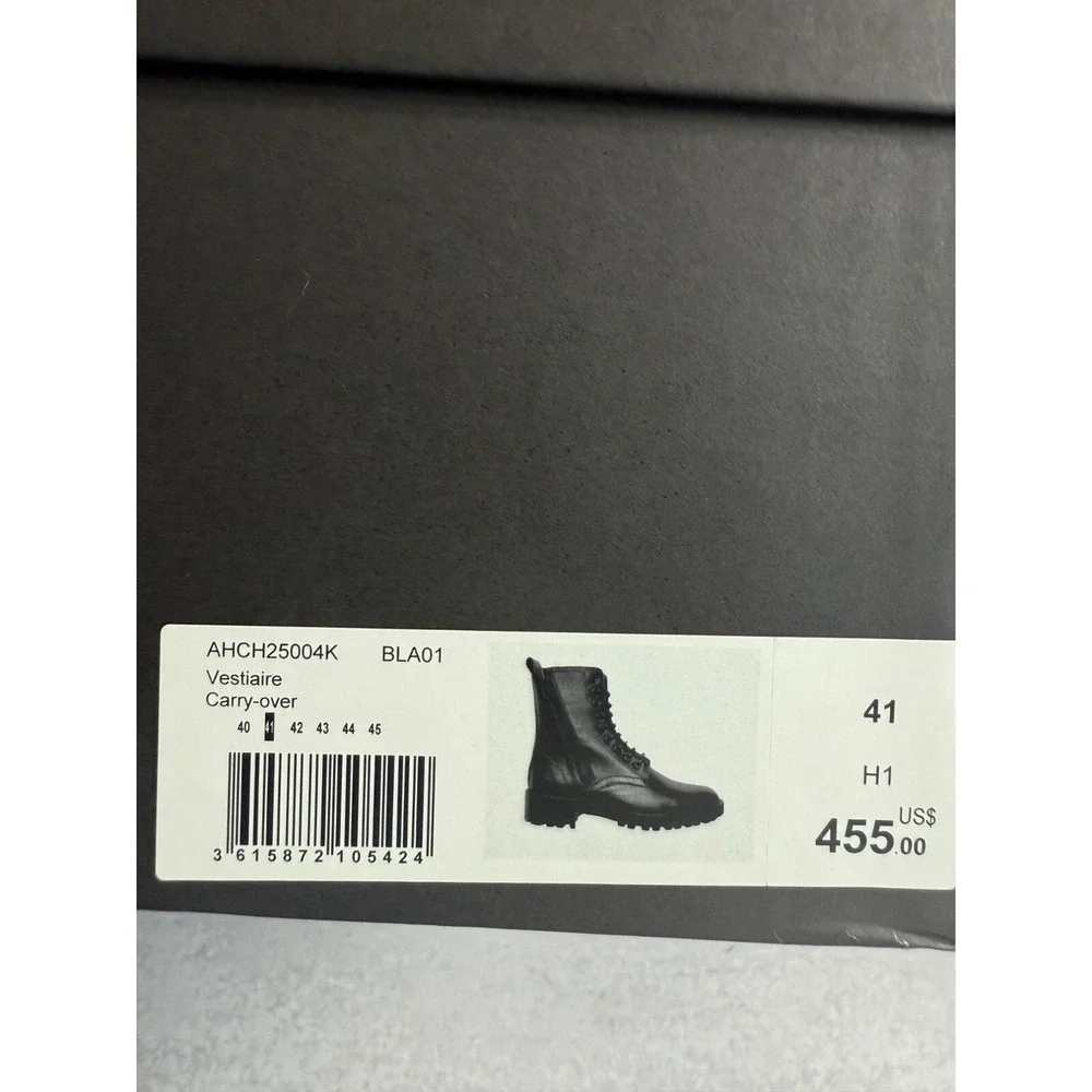 The Kooples Men's‎ Ranger Black Leather Lace-Up Combat Boots Zippers FR 41/US 7